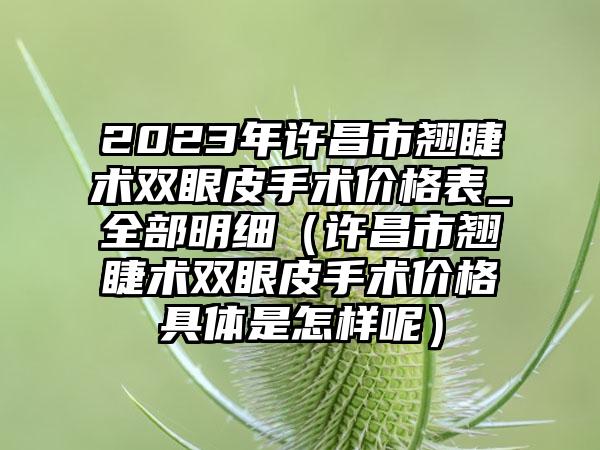 2023年许昌市翘睫术双眼皮手术价格表_全部明细(许昌市翘睫术双眼皮手术价格具体是怎样呢)