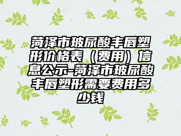菏泽市玻尿酸丰唇塑形价格表(费用)信息公示-菏泽市玻尿酸丰唇塑形需要费用多少钱