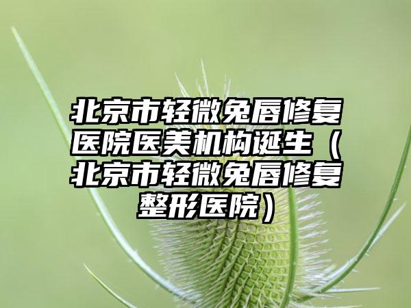 北京市轻微兔唇修复医院医美机构诞生(北京市轻微兔唇修复整形医院)
