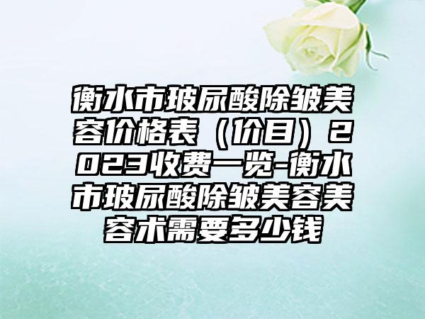 衡水市玻尿酸除皱美容价格表(价目)2023收费一览-衡水市玻尿酸除皱美容美容术需要多少钱