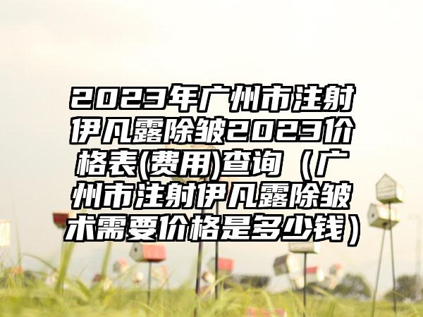 2023年广州市注射伊凡露除皱2023价格表(费用)查询(广州市注射伊凡露除皱术需要价格是多少钱)