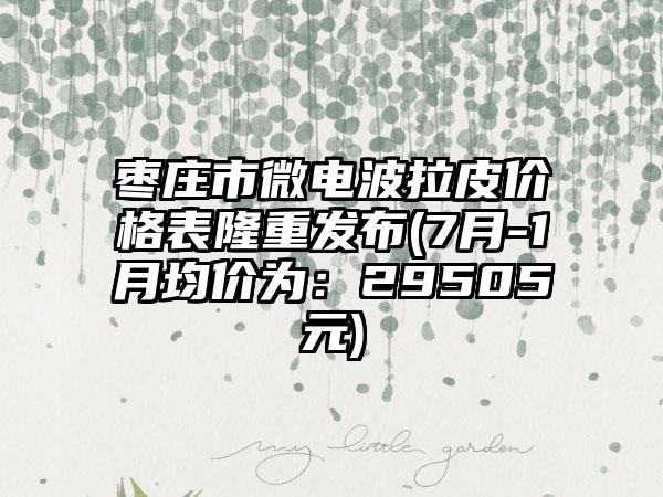 枣庄市微电波拉皮价格表隆重发布(7月-1月均价为:29505元)