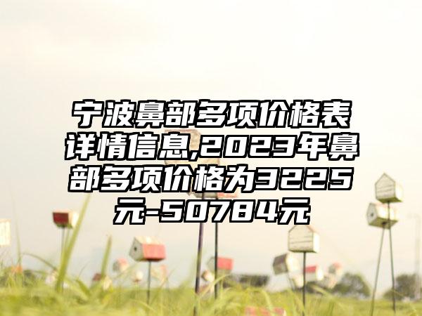 宁波鼻部多项价格表详情信息,2023年鼻部多项价格为3225元-50784元