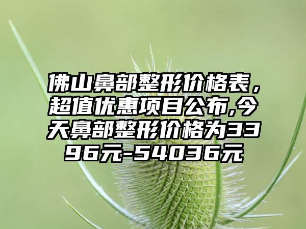 佛山鼻部整形价格表,超值优惠项目公布,今天鼻部整形价格为3396元-54036元