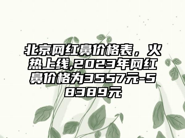 北京网红鼻价格表,火热上线,2023年网红鼻价格为3557元-58389元