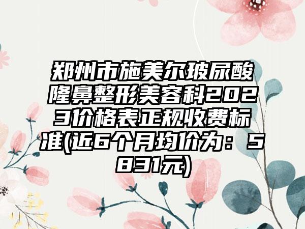 郑州市施美尔玻尿酸隆鼻整形美容科2023价格表正规收费标准(近6个月均价为：5831元)