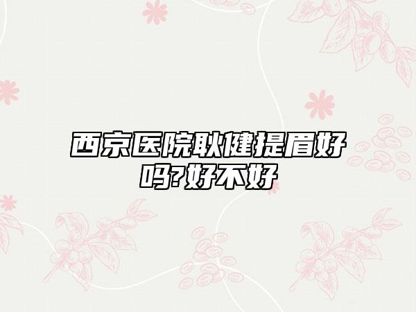 西京医院耿健提眉好吗?好不好